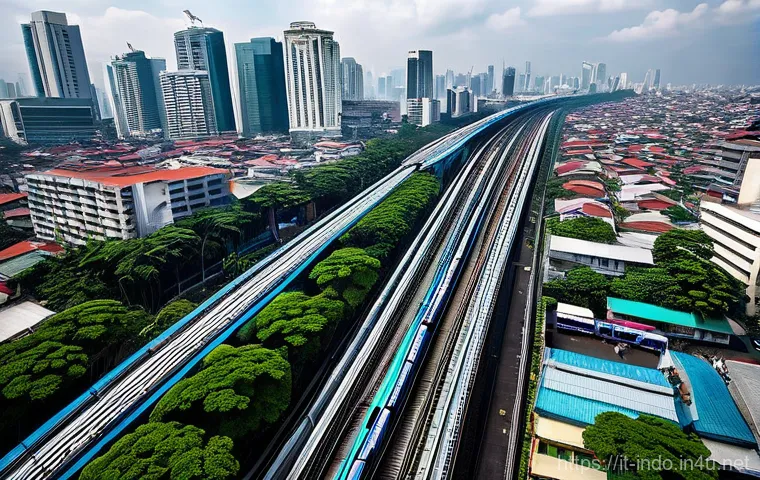 인도네시아의 도심 재개발 프로젝트 - A sprawling, futuristic cityscape of Nusantara, Indonesia's new capital, gracefully integrated with ... 인도네시아의 도심 재개발 프로젝트 - A sprawling, futuristic cityscape of Nusantara, Indonesia's new capital, gracefully integrated with ...
