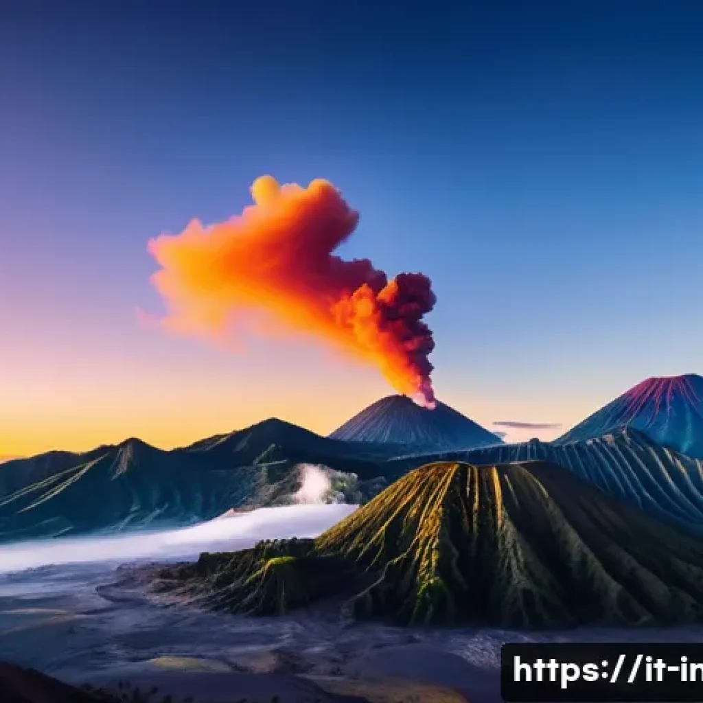 인도네시아 화산 탐험 - **Mount Bromo Sunrise Spectacle:**
    "A breathtaking cinematic wide-angle shot capturing the iconi...