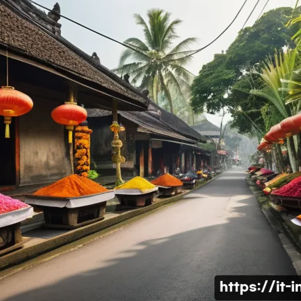 인도네시아에서 살기 - **Prompt:** A vibrant, atmospheric street scene in a Balinese village. The air is warm and humid, fi...