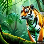 Home 22 인도네시아 수마트라 호랑이 - A majestic Sumatran tiger in its natural primary rainforest habitat, showcasing its vibrant orange c...
