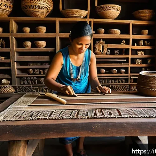 Home 32 발리의 우붓 예술 마을 - A traditional Balinese artisan workshop scene in Ubud, featuring skilled craftsmen and craftswomen c...